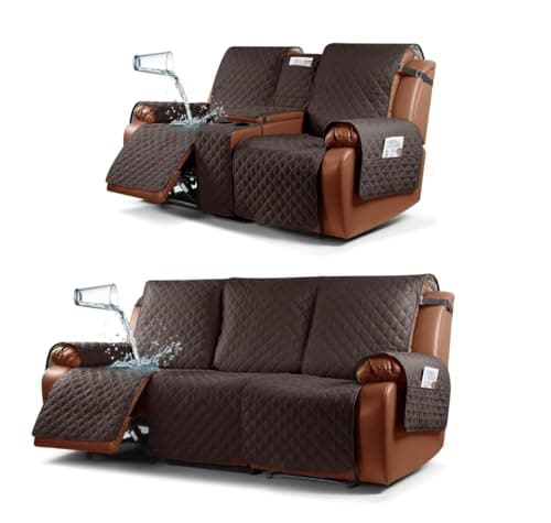 Ruaozz 3-Seater Chocolate Recliner & Sofa Cover with Console