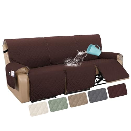 H.VERSAILTEX 100% Waterproof Recliner Sofa Cover (3 Seater, Grey) — Chocolate