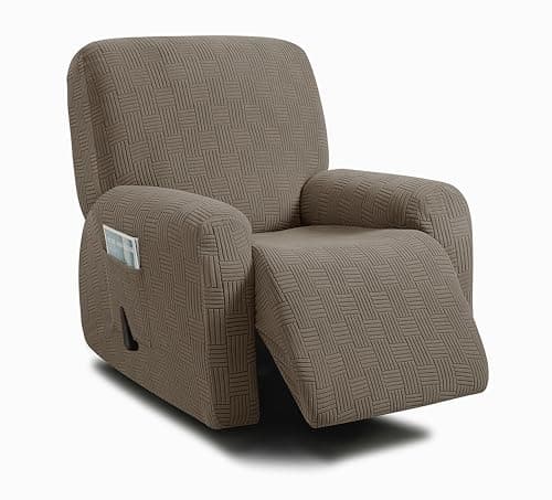 ULTICOR Chocolate Jacquard Recliner Sofa Covers (Style 4) — Taupe