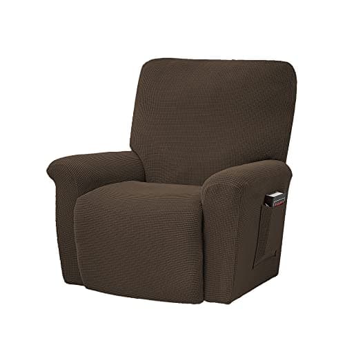 Conruser Jacquard Stretch Recliner Chair Cover (Yellow) — Brown