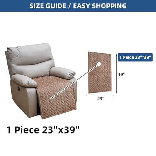 Light Brown Eismodra Recliner Chair Cover, Washable & Stays in Place