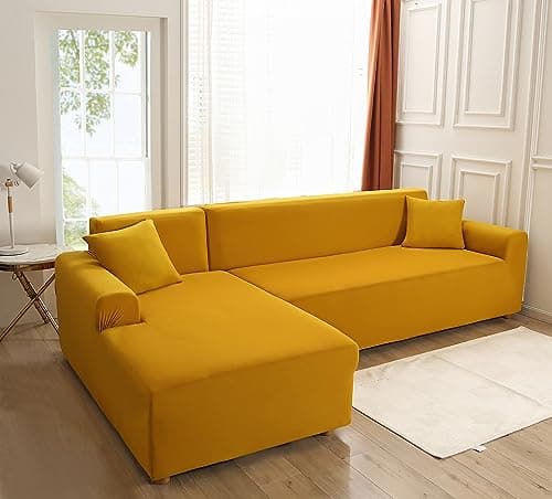 Stretch Anti-Slip L-Shaped Sectional Couch Covers, 2 Pcs for 3+3 Seaters