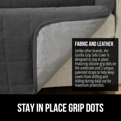 Gorilla Grip Patented 50 Waterproof Slip-Resistant Loveseat Protector Cover for Leather or Fabric Couch Cushion, Machine Washable Slipcover, Charcoal