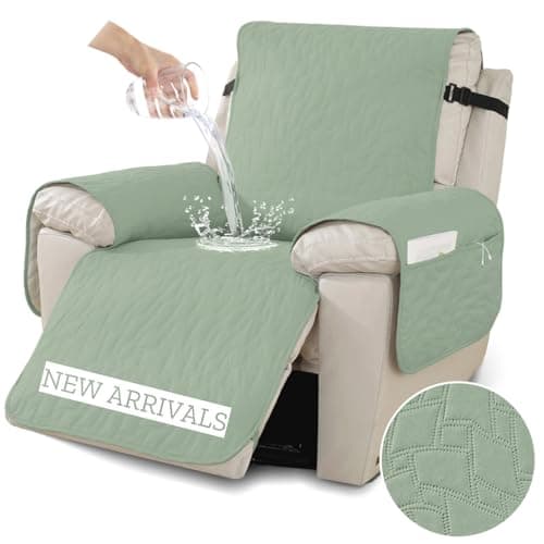 XINEAGE Loveseat Sofa Cover, Dark Grey Waterproof & Soft Washable — Mint Green（new Pattern)