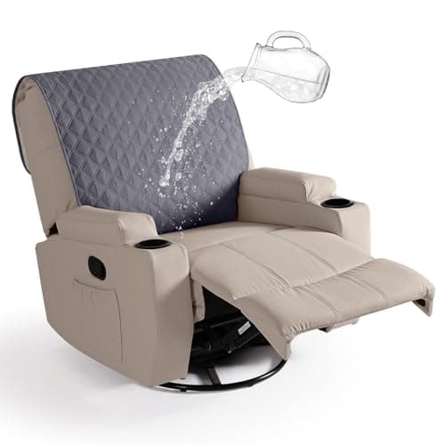 Waterproof Recliner Chair Cover with Straps, Dark Grey, Washable - for Reclining Chairs