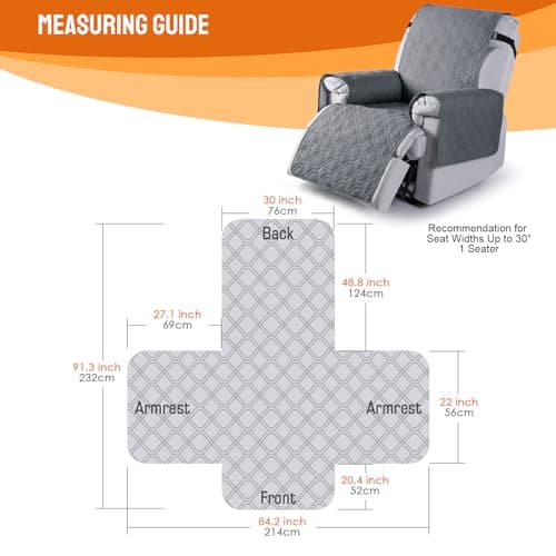 VANSOFY 100% Waterproof Recliner Chair Cover, Dark Gray, 30"