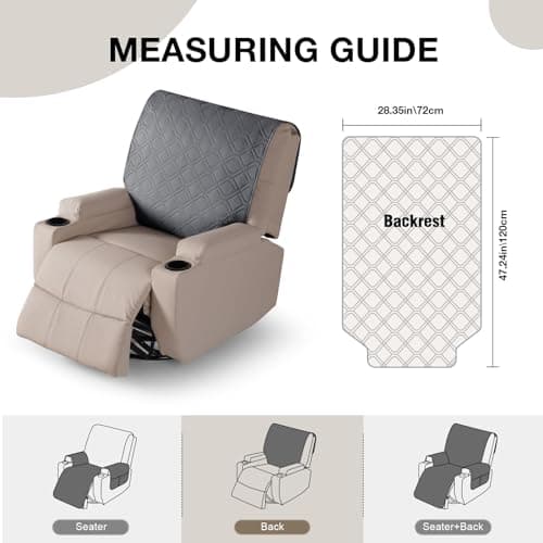 VANSOFY Dark Gray 100% Waterproof Dog Recliner Chair Cover
