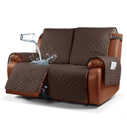 Ruaozz Waterproof Recliner Sofa Cover for Kids, Dogs, Pets (2 Seater, Dark Brown)