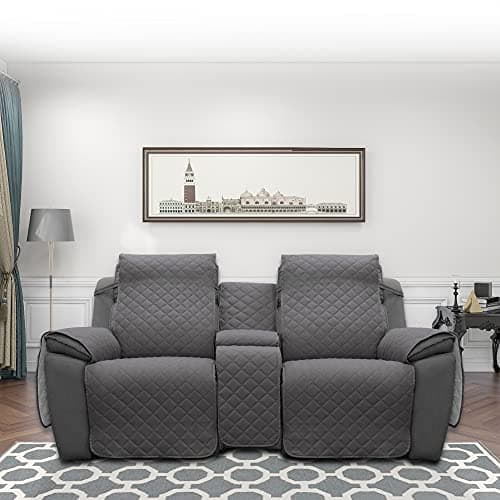 Elastic Reversible Love Seat Recliner Cover, Gray/Light Gray