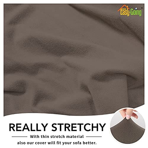 Chocolate Fleece Stretch Slipcover for Sofa, Non-Slip & Washable Couch Protector — Taupe