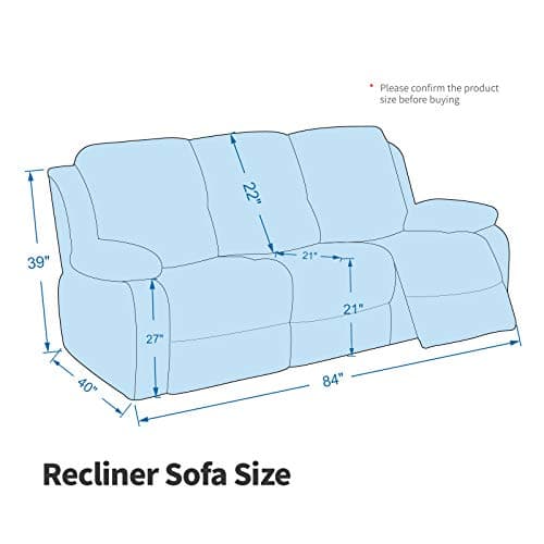 MAXIJIN Stretch Velvet Reclining Sofa Covers, 8 Pieces Grey (3 Cushion)