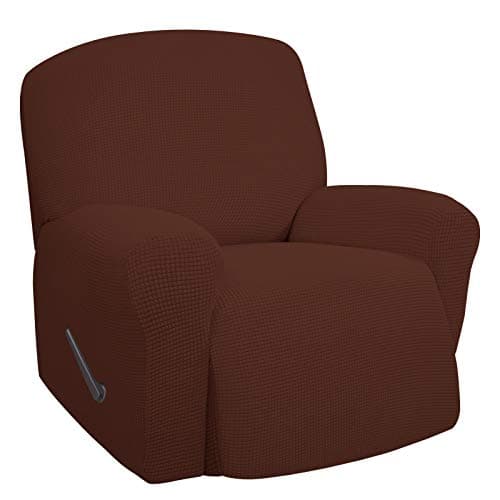 Oversized Recliner Stretch Sofa Slipcover, Dark Gray, Elastic Bottom — Coffee