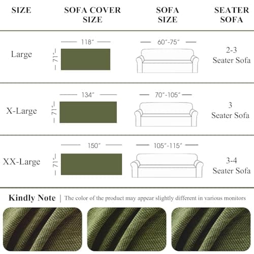 Boho Dark Green Herringbone Stripe Sofa Slipcover
