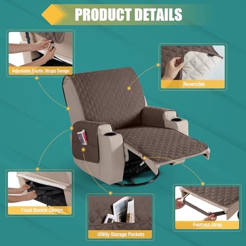 Ruaozz 100% Upgraded Waterproof Recliner Chair Covers