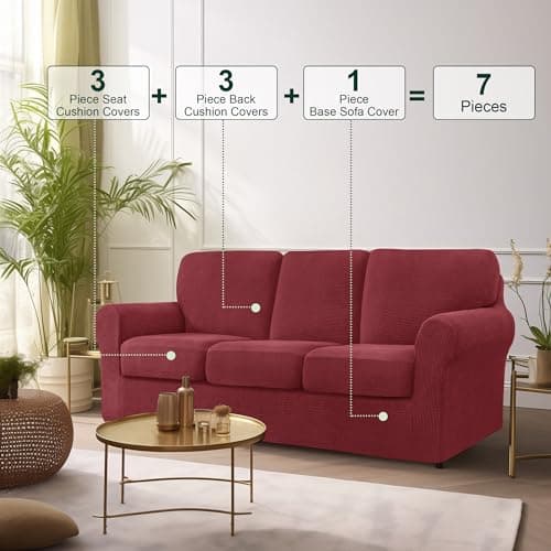 CHUN YI 7 Piece Stretch Sofa Slipcover for 3 Seater Couch