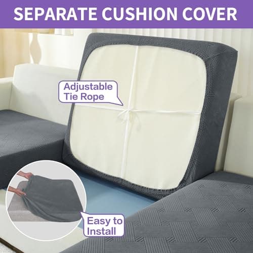 Super Stretch Dark Grey Sofa Covers for 3 Cushion Couch (71"-91")