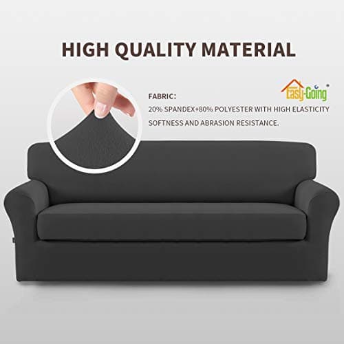 Easy-Going Microfiber Stretch Sofa Slipcover - Dark Gray with Elastic Bottom