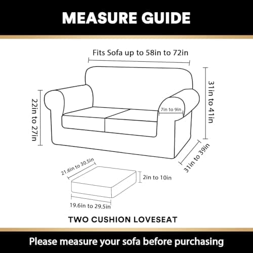 PrinceDeco Grey Velvet Loveseat Cover, Washable, Up to 72" Wide