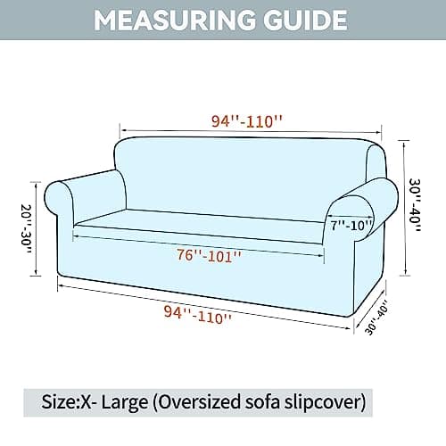 Oversized Sofa Slipcovers for 3 Cushion Couch with Elastic Bottom, Suitable for Kids and Pets (X-Large, Black)