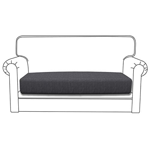 Dark Gray Stretch Loveseat Cushion Cover with Elastic Bottom