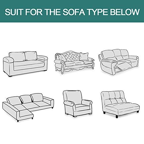 MYSKY HOME XX-Large Grey Geometrical Sofa Slipcover for 3 Cushion Couch