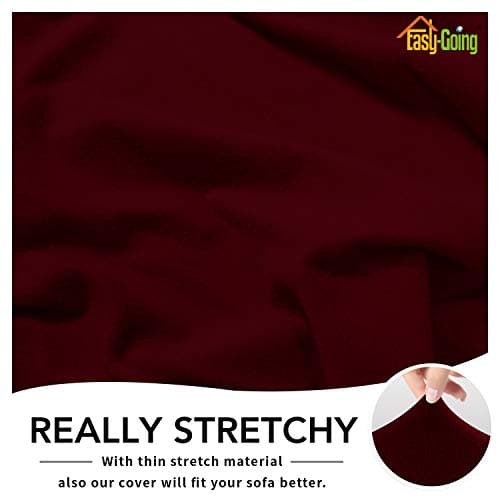 Chocolate Fleece Stretch Slipcover for Sofa, Non-Slip & Washable Couch Protector — Wine