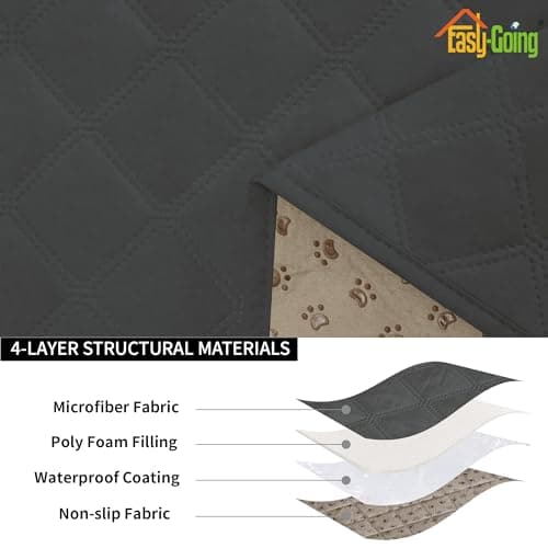 Waterproof Dog Loveseat Cushion Covers, Non-Slip Quilted Slipcovers, Grey (2-Piece) — Dark Gray