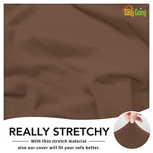Chocolate Fleece Stretch Slipcover for Sofa, Non-Slip & Washable Couch Protector — Brown