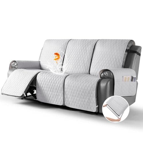 TAOCOCO 100% Waterproof Recliner Sofa Cover, Non-Slip Brown 3 Seater — Off White