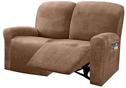 ULTICOR 6-Piece Velvet Reclining Love Seat Slipcover (Dark Grey) — Sand