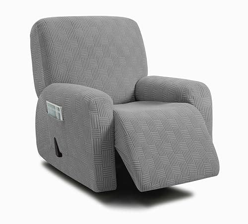 ULTICOR Chocolate Jacquard Recliner Sofa Covers (Style 4) — Light Grey