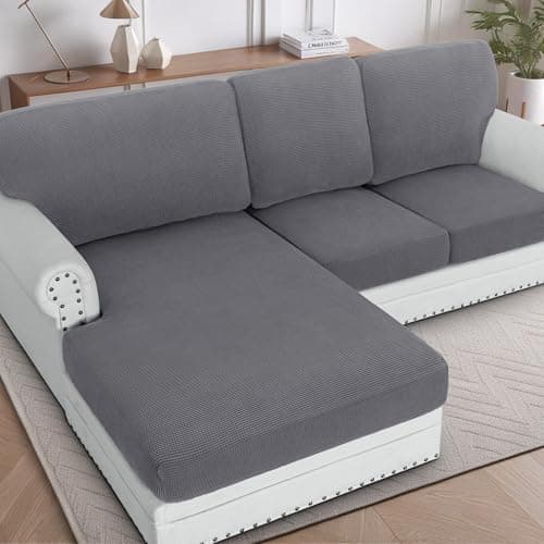 H.VERSAILTEX 2025 New 6-Piece Stretch Sectional Couch Covers Grey