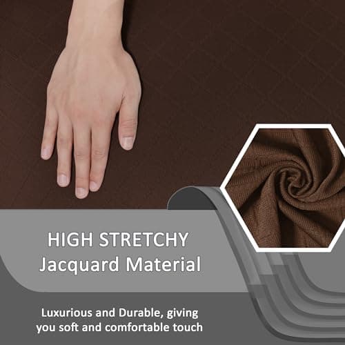 ULTICOR Squared Jacquard 3 Seater Recliner Sofa Covers (Chocolate)