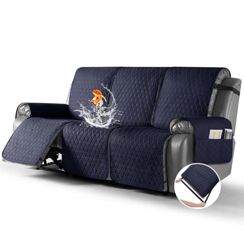TAOCOCO 100% Waterproof Recliner Sofa Cover, Non-Slip Brown 3 Seater — Dark Blue