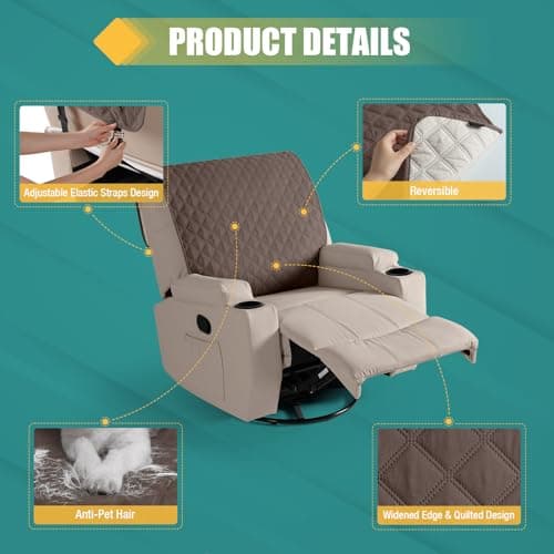 Ruaozz Large Waterproof Recliner Chair Covers Brown
