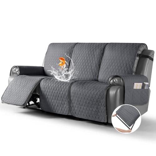 TAOCOCO 100% Waterproof Recliner Sofa Cover, Non-Slip Brown 3 Seater — Dark Gray