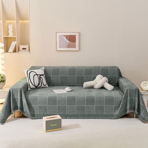 ROOMLIFE Reversible Sofa Covers for 3 Seat Reclining Futon - Washable Kids & Pet Protector 71"x134" — Azz.grey Block