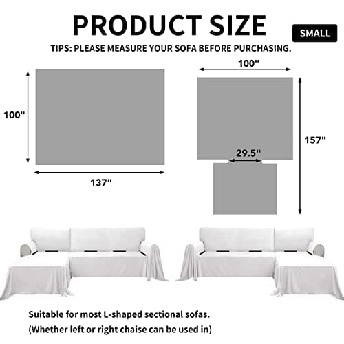 Luxury White Velvet Sectional Couch Cover, L-Shaped Sofa Slipcover (Small)