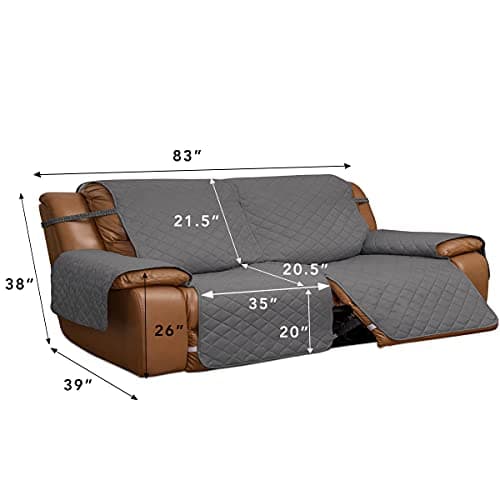 Oversized Loveseat Recliner Cover, Reversible for Pets, Gray/Light Gray
