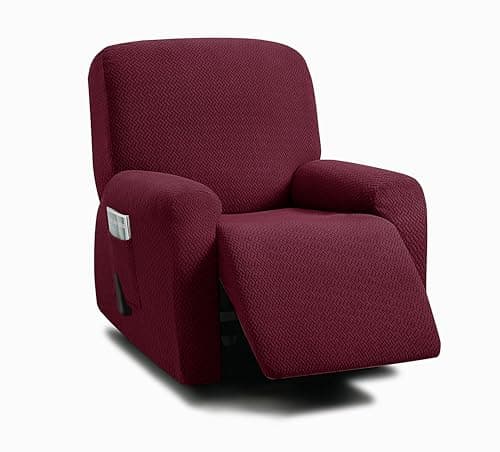 ULTICOR Stretch Recliner Sofa Covers for 3-Cushion Couch (Light Grey, 3 Seater) — Red Burgundy