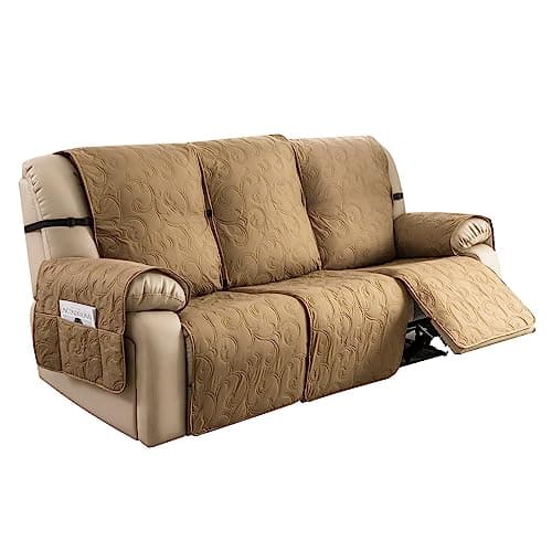 Genina 100% Waterproof Couch Covers for 2 Cushion Reclining Sofas (Dark Gray) — Camel