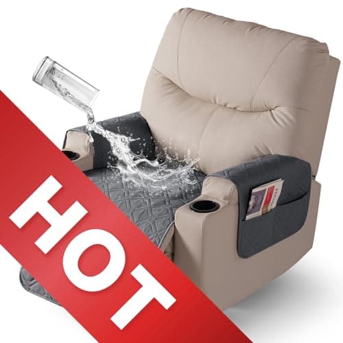 VANSOFY Dark Gray Recliner Chair Covers, 100% Waterproof & Non-Slip — Dark Gray