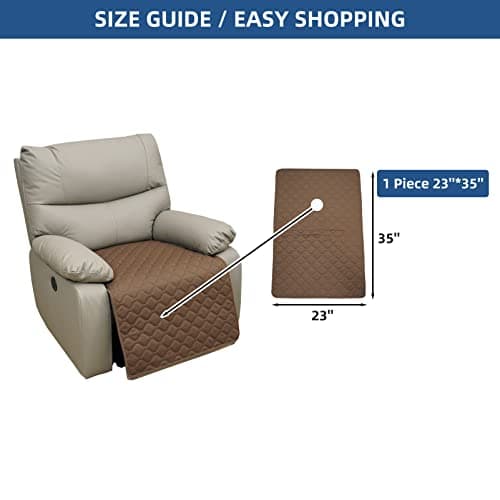 Eismodra Waterproof Recliner Chair Covers, Anti-Slip Brown (23x35")