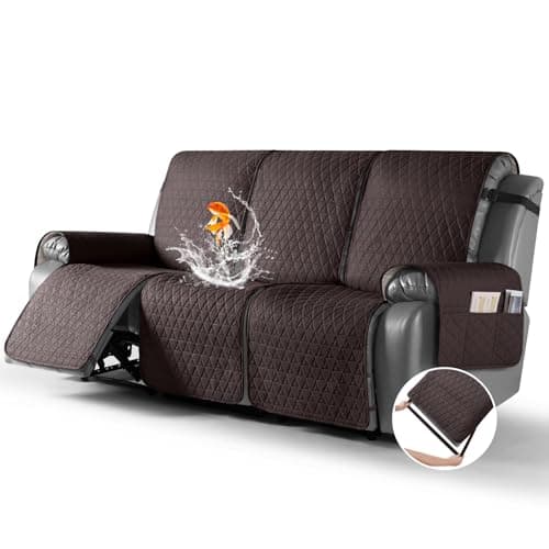 TAOCOCO 100% Waterproof Recliner Sofa Cover, Non-Slip Brown 3 Seater — Chocolate