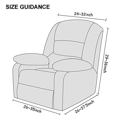 Off White Stretch Velvet Recliner Covers for Lazy Chair with Side Pocket