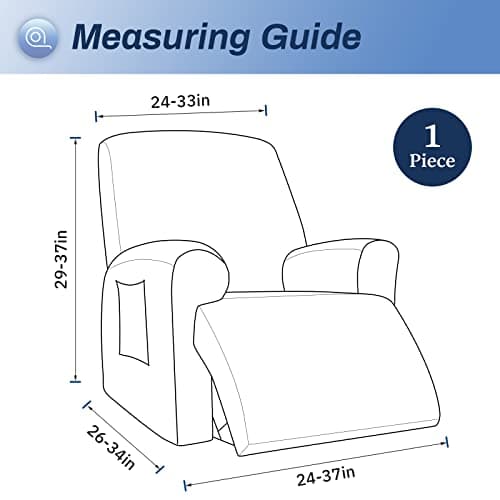 Silver Grey Velvet High Stretch Recliner Chair Cover, Washable Protector with Non-Slip Bottom
