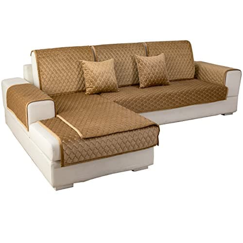 Eismodra Dark Gray Anti-Slip Couch Cover, 36"x36" L-Shaped Sectional — Coffee
