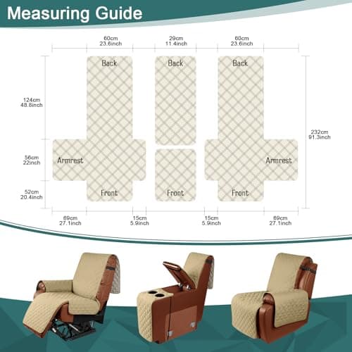Ruaozz Waterproof Recliner Loveseat Cover with Console for Pets and Kids