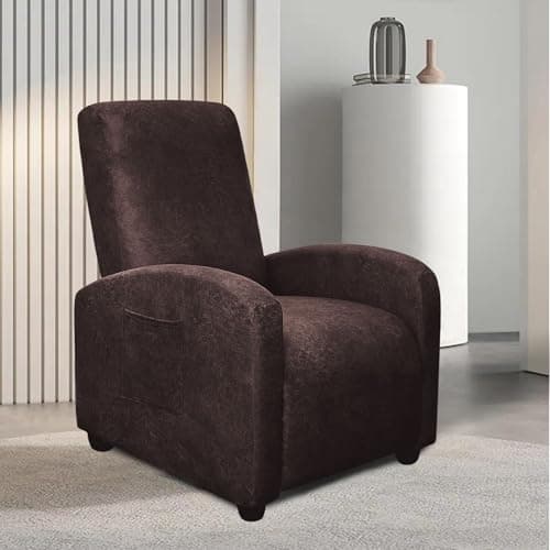 Leather-Like 4-Pieces Recliner Chair Covers for Small Adjustable Chairs, Chocolate