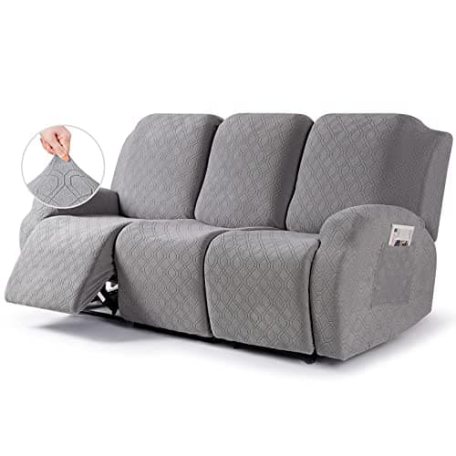 VANSOFY 3-Piece Stretch Reclining Couch Covers Light Gray